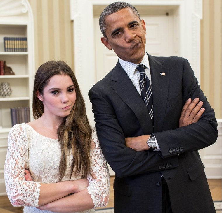 Barack Obama i  amerykańska gimnastyczka olimpijska Mckayla Maroney  (źr. pixabay)
